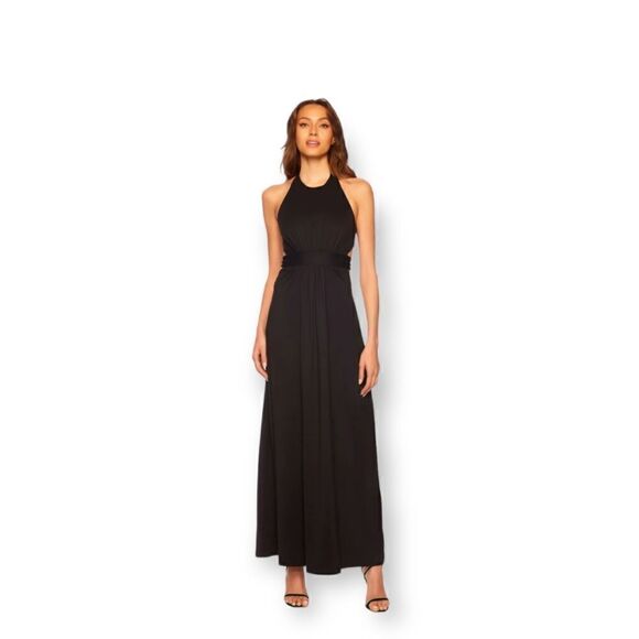 Susana Minaco High Neck Low Back Dress in Black - Picture 1 of 13